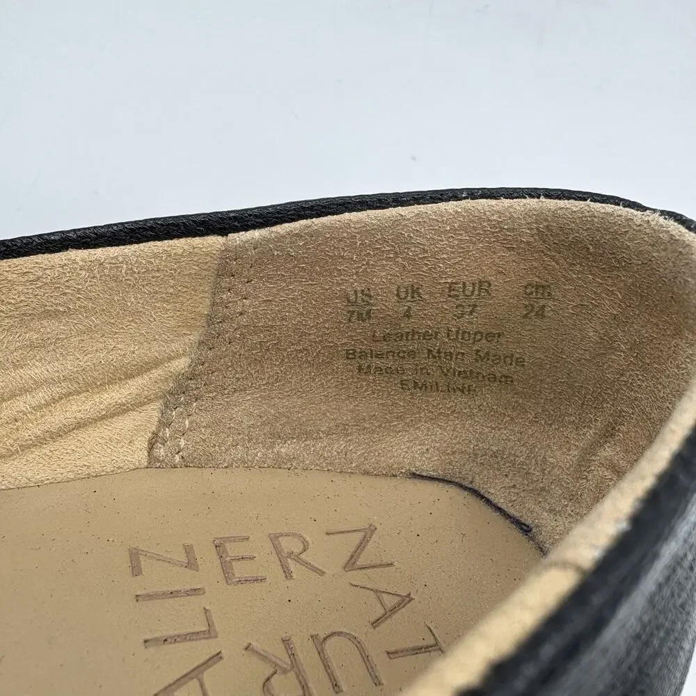 Naturalizer Flats Loafers Womens Size 7 Emiline Black Leather Block Slip‎ On